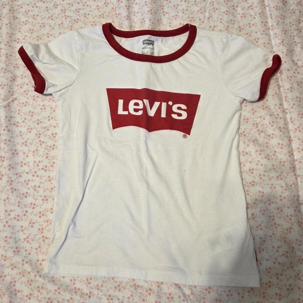 Levi's white and red classic ringer t-shirt Size children's small 100% cotton
